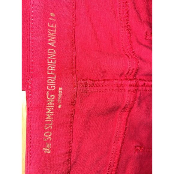 Chicos Sz 3 (16) Red So Slimming Girlfriend Ankle Jeans Pants Stretch EUC - Picture 9 of 12